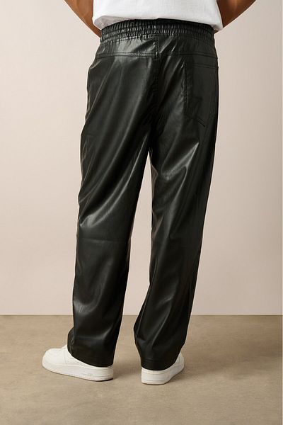 İLKCET MODA Unisex Δερμάτινο Παντελόνι με Ελαστική Μέση