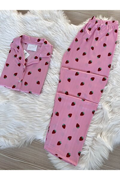 Pijamacs Sada pyžama Pegasus s růžovým jahodovým vzorem