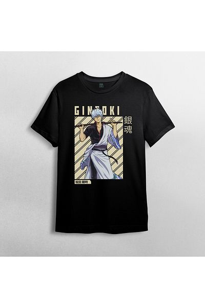 Pixxa Gintama Gin Tama Gintoki Sakata Unisex 100% βαμβακερό μπλουζάκι με λαιμόκοψη μοντέλο 3