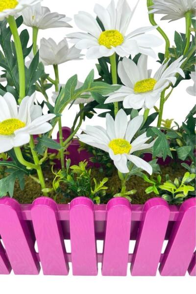 Nettenevime Yapay Çiçek Beyaz Kasımpatı Papatya Mor Çit Saksıda Küpeşte Askılı Balkon Çiçeği Çiçek Sepeti