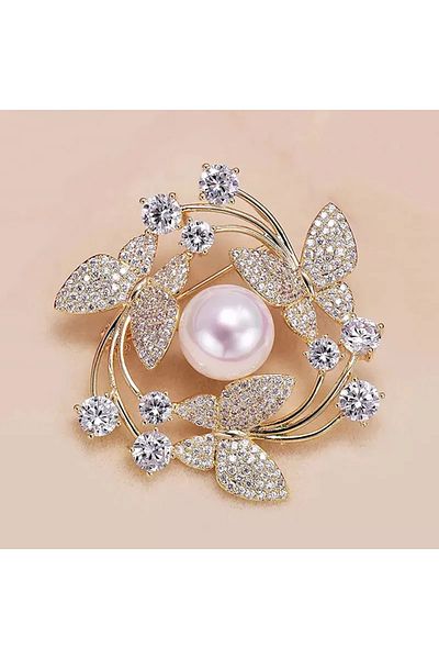 Choice Gold ZT5204 1Temperament butterfly wreath brooch fashion jewelry suit pin gemstone inlaid generous b