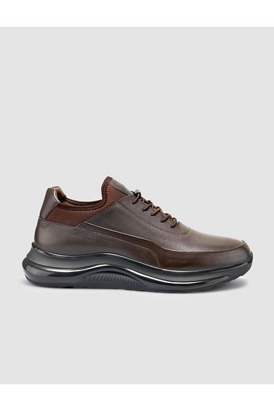 Cabani 100% Genuine Leather Brown Lace-Up Men's Casual Shoes