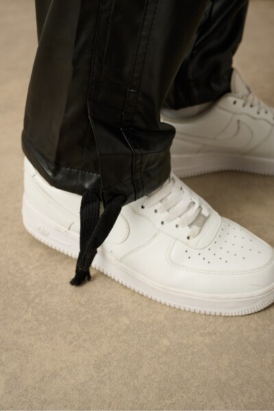 İLKCET MODA Cargo Pocket Unisex Δερμάτινο παντελόνι με σκισίματα στα πόδια