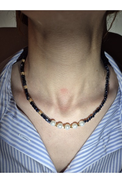 Panelya اللؤلؤة البينية مطرز مكعب الخرز قلادة