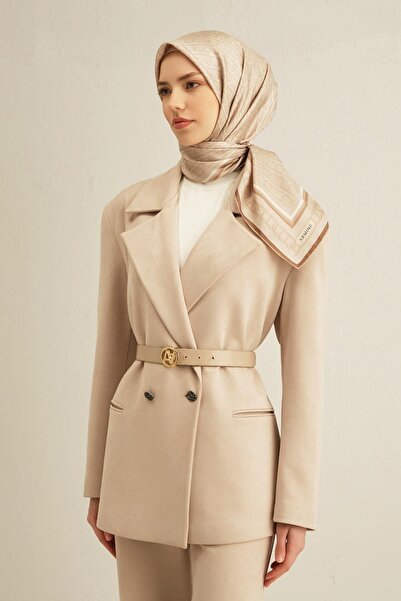 Armine Patterned Pure Silk Twill Scarf 9301- 36