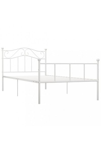 Generic Durable metal single bed with a modern streamlined design 190x90cm white