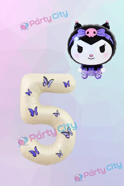 Party City 5 Ηλικίες Butterfly Cream Πολύχρωμο Αλουμινόχαρτο Μπαλόνι - Kuromi Foil Balloon