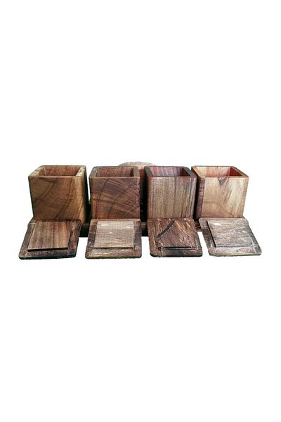 hanartz Handmade Walnut Wood Spice Rack and Napkin Holder Set Natural, Stylish and Durable Design