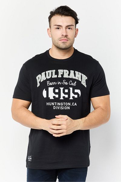 PAUL FRANK Men Crew Neck Short Sleeves Graphic Print T-shirt, Black