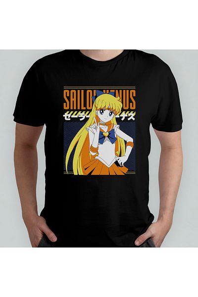 Pixxa Sailor Moon Sailor Venus Minako Aino Unisex 100% βαμβακερό μπλουζάκι με λαιμόκοψη μοντέλο 2