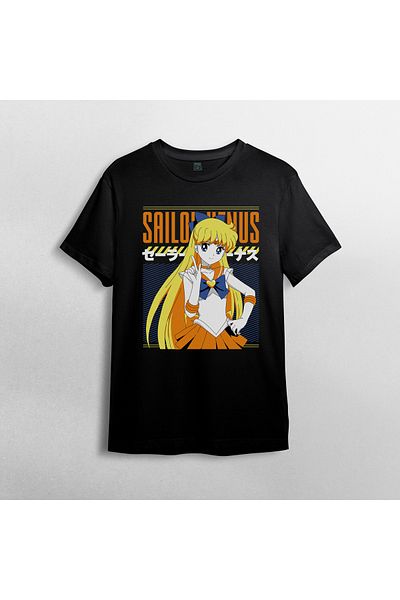 Pixxa Sailor Moon Sailor Venus Minako Aino Unisex 100% βαμβακερό μπλουζάκι με λαιμόκοψη μοντέλο 2