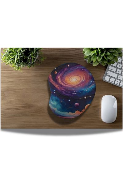 IVART لوحة ماوس بيضاوية مطبوعة من Illustrator Sky - Space مع مسند للمعصم