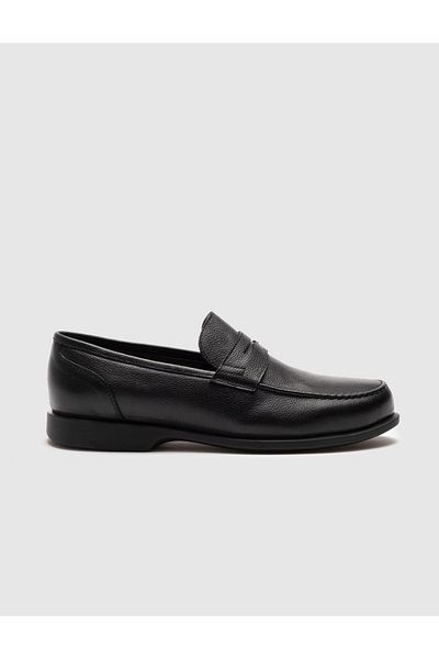 Cabani Genuine Leather Black Men's Loafer Shoes
