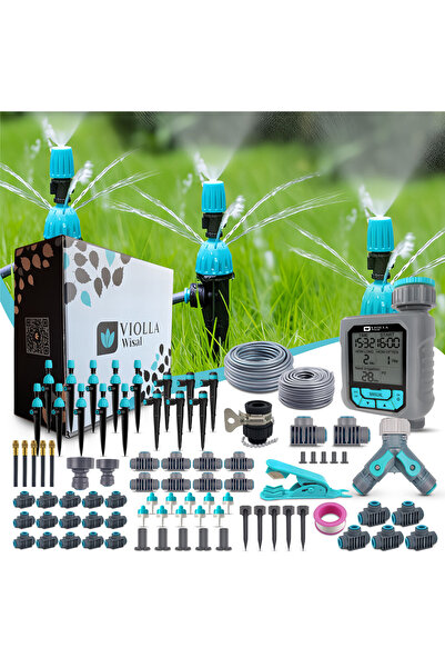 VİOLLA نظام الري بالتنقيط المطور مع مؤقت ري حساس مطري لسقي الحديقة مع معدات ا...