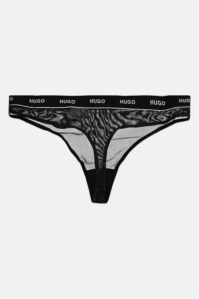 Hugo Boss Women Brand Logo Pull On Thong, Black