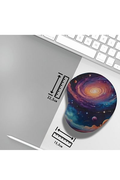IVART لوحة ماوس بيضاوية مطبوعة من Illustrator Sky - Space مع مسند للمعصم