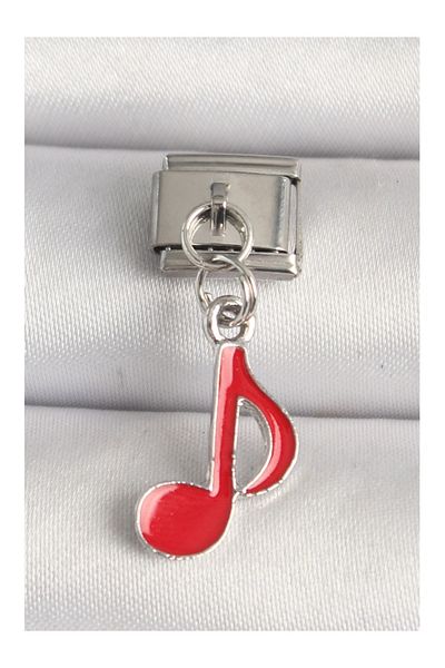 Clariss 316L Steel Silver Color Red Music Note Model Nomination Charm
