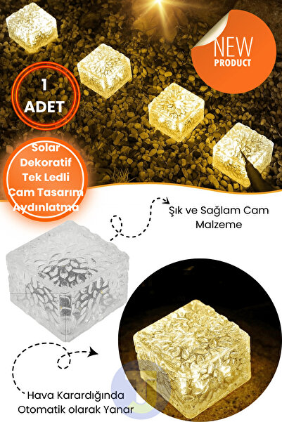 Technojet Solar Zemin Dekoratif Bahçe Aydınlatma Güneş Enerjili Kristal Led S...