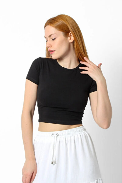 BASİC KADIN CROP T-SHİRT
