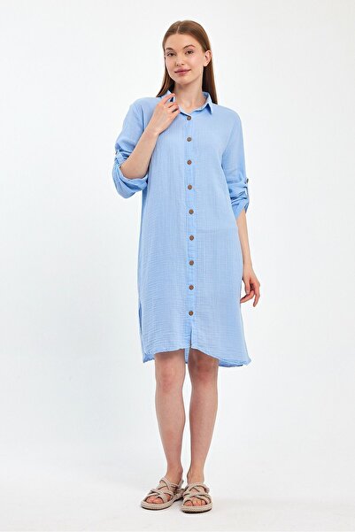 Heaven Ephesus Muslin Cotton Collared Tunic - 1060