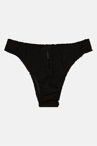 NA-KD Women Textured Brazilian Pantie, Black