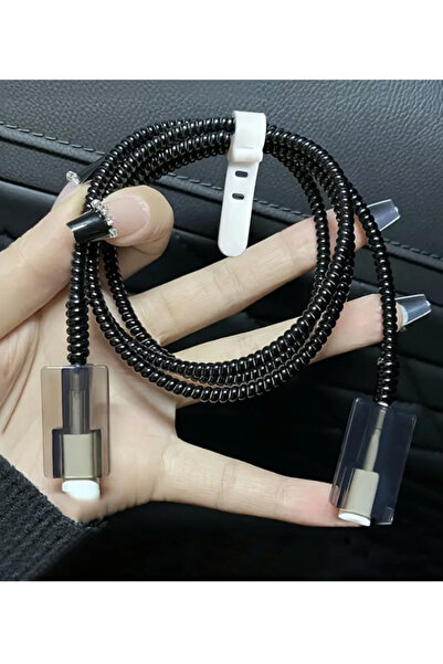 KVK PRİVACY Apple-Android Type-C Kabloları İçin Kablo koruyucusu ve Sarma İpi,Kırılmayı Önlemek Samsung/Xiaomi