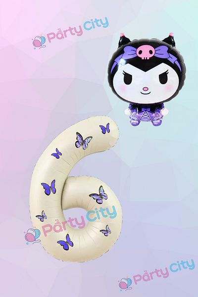 Party City 6 Ηλικίες Butterfly Cream Πολύχρωμο Αλουμινόχαρτο Μπαλόνι - Μπαλόνι Kuromi Foil