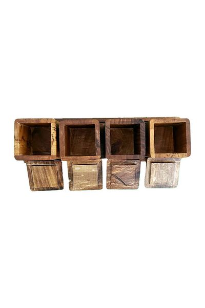 hanartz Walnut Wood Handmade 4-Piece Spice Rack Set + Wooden Presentation Case |   Natural Kitchen Set