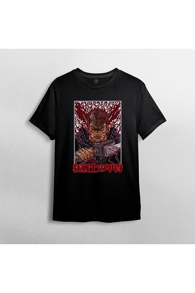Pixxa Berserk Anime Manga Unisex 100% βαμβακερό μπλουζάκι με λαιμόκοψη μοντέλο 4