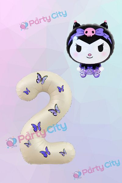 Party City 2 Ηλικίες Butterfly Cream Χρώμα Αριθμός Φύλλο Μπαλόνι - Μπαλόνι Kuromi Foil