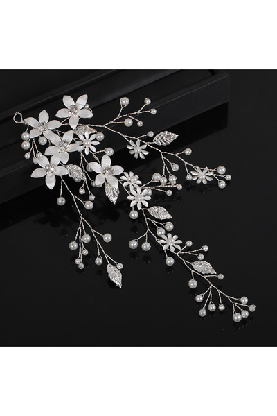 Choice Silver Flower Leaf Crystal Pearl Headband Hairband Tiara For Women Bri...