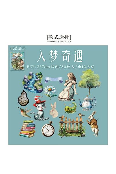 İthal O5-30Pcs Alice Wonderland Pet Sticker - Color : Red