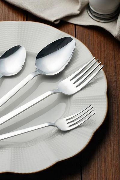 ÖZBURAK Sırma Sade Daily Model 12-Person 60-Piece Fork Spoon Set Economical Set