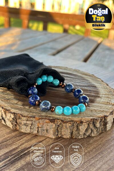 Balzamin Design اللازورد والفيروز الحجر الطبيعي تصميم الحظ وعين الشر درع سوار