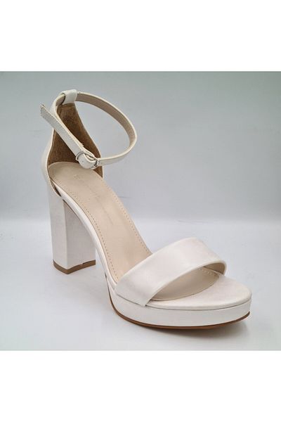 ESSTİİ Esstii 283 Pearl Color Thick Heels (9cm) Platform (2cm) Ankle Strap Women's Evening Dress Sandals