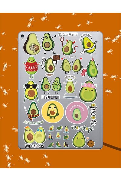 hediyenebak Avocado Sticker Set |   Laptop Agenda Notebook Tablet Phone Notebook Sticker Bullet Journal