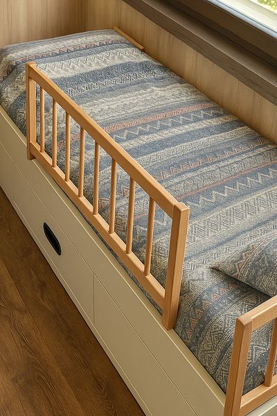 Stork Berxo Premium Wooden Bed Barrier Bed Railing 75X50Cm