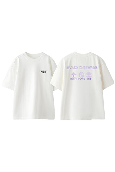 THEWERT Μπλουζάκι Bad Omens Purple Logo Σχέδιο Πίσω Βαμβακερό Λευκό Oversize ...