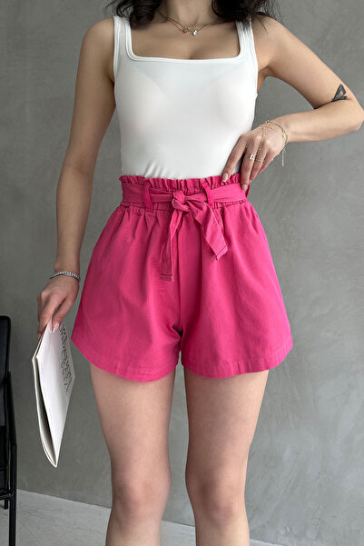 bacc Női fukszia laza szabású, összegyűjtött derék rövidnadrág zsebekkel Bcdf- 233304