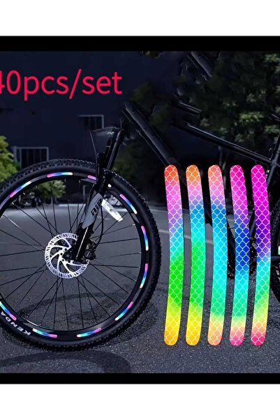 ÇEÇEN HOME 10 Adet Gökkuşağı Yansıtıcı Tekerlek Stickerları Arabalar, Motosikletler, Scooterlar & Bisikletler