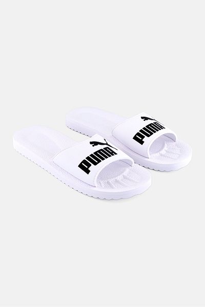 Puma Men Purecat Brand Logo Slip On Slides, White