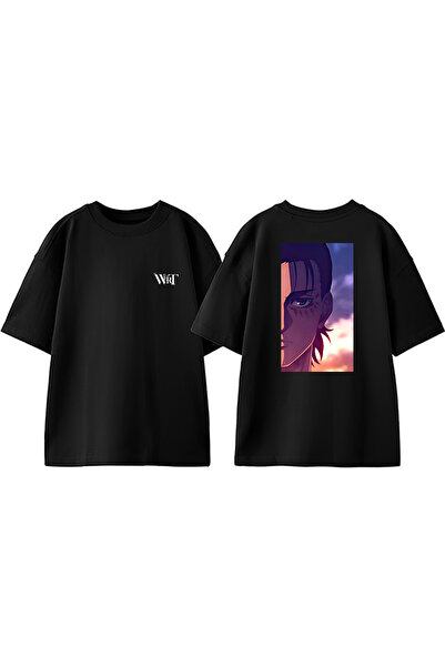 THEWERT Attack On Titan Sad Design Rukavac Štampano Pamuk Crna Oversize kroj ...