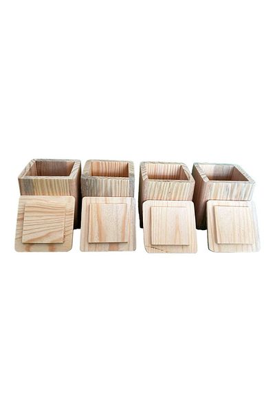 hanartz Pine Tree Set of 4 Handmade Spice Jars |   Light, Natural and