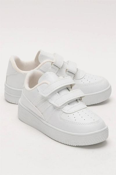 welissa Pantofi de zi cu zi pentru copii, albi, cu velcro, pantofi sport ușori și confortabili