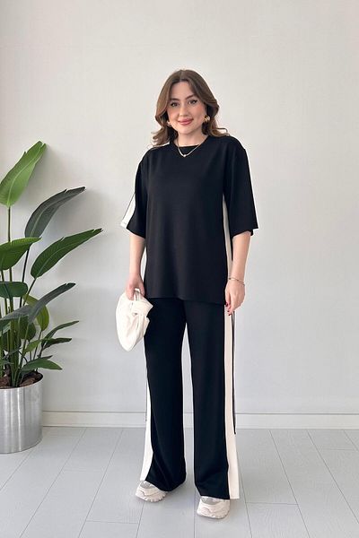 MaziButik Modal Suit with Slits, Black