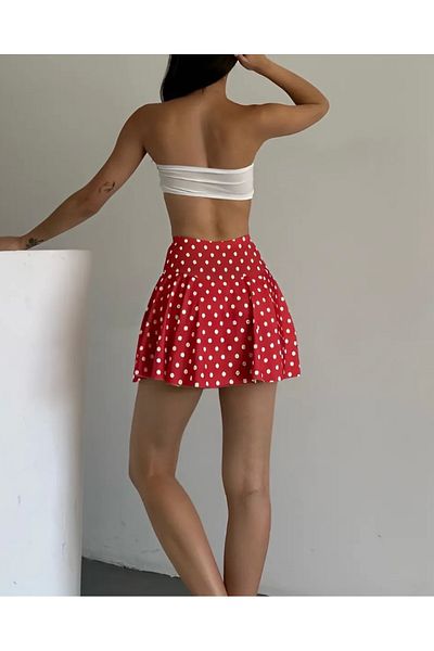Qvien Secret Women's Summer Sports and Casual Polka Dot Patterned Mini Skirt with Shorts