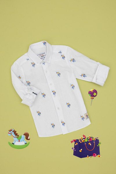 U.S. Polo Assn. Cămașă albă cu mânecă lungă pentru băiat TEKSPOR 210786 .8