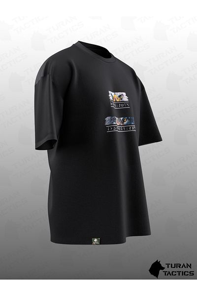 TURAN TACTICS Oversize Unisex T-shirt with BURKUT SHARK (WOLF EAGLE) Design