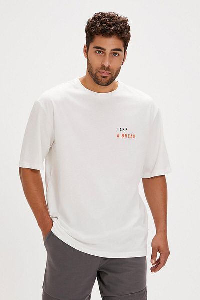 Bad Bear Sand Men's White Round Neck T-Shirt