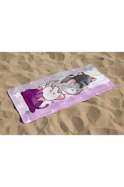 Erays Home Cat Patterned Beach Towel - Digital Printing, for Girl